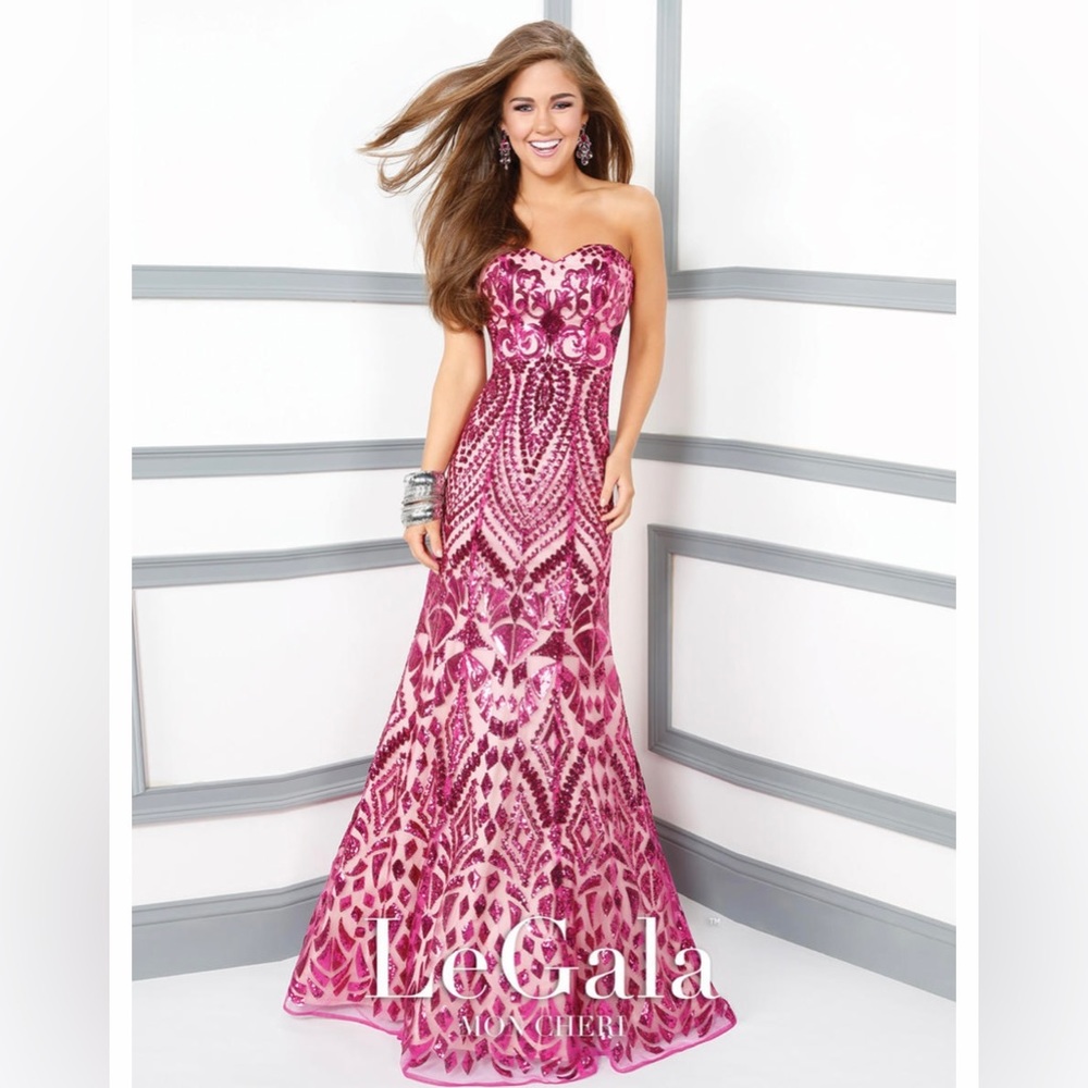 pink mon cheri prom dress